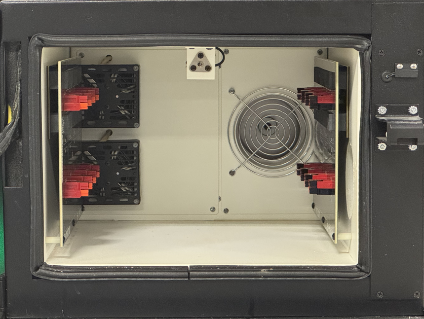 Optional standard Maccor interface mounted inside the temperature chamber
